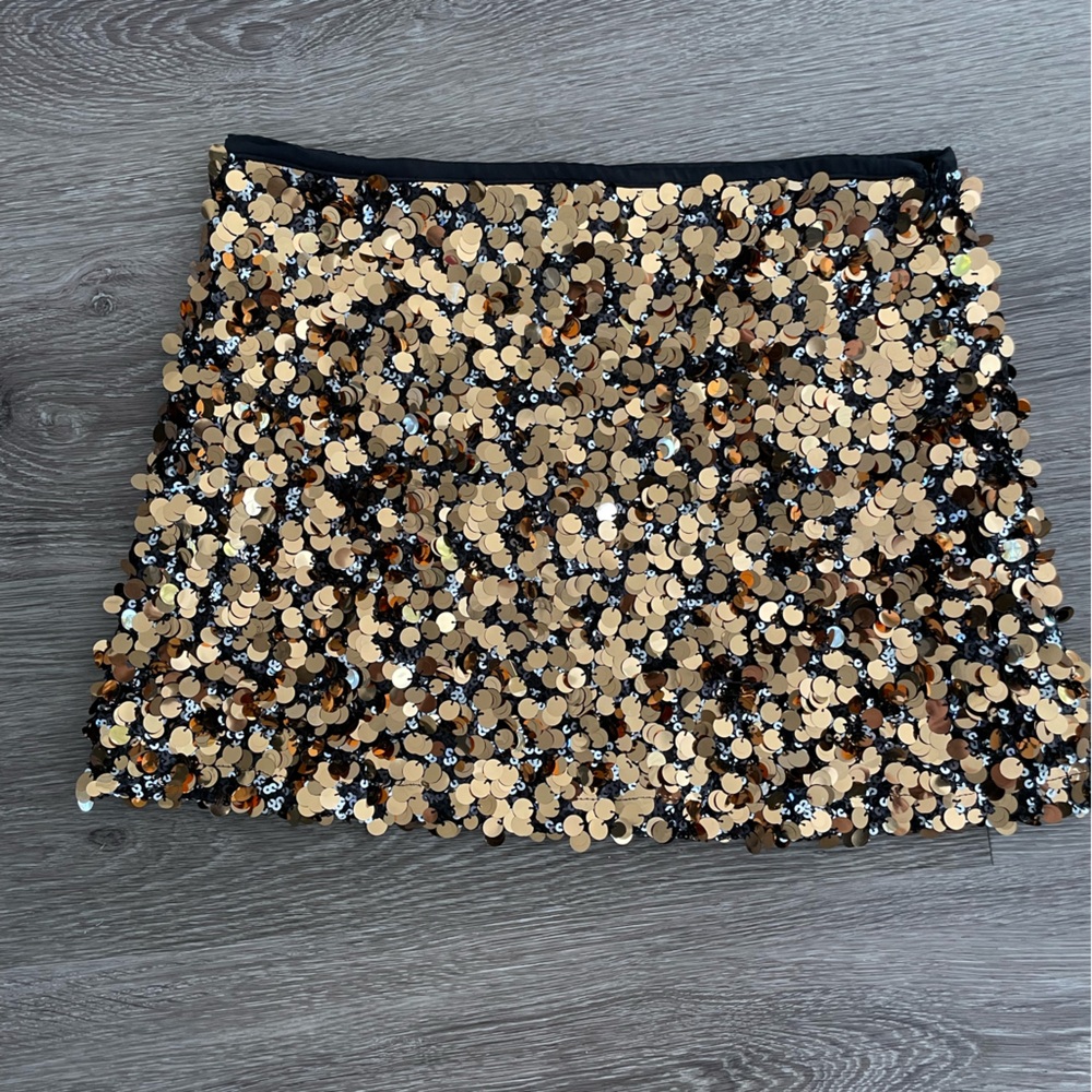 Zara Sequin Embellished Skirt - Gold and Black
